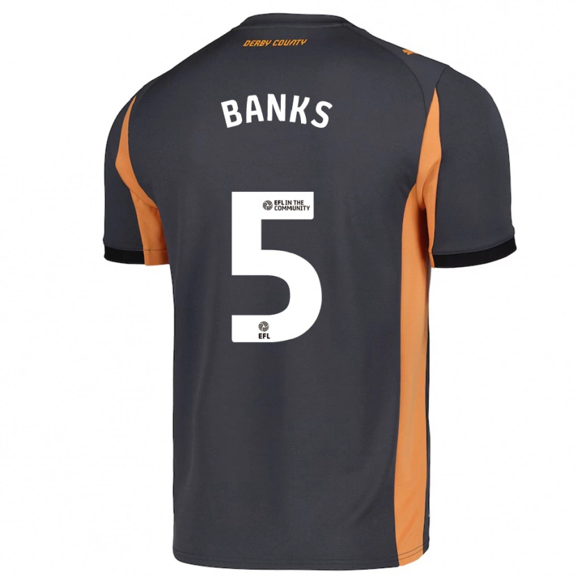 Danxen Bambino Maglia Luke Banks #5 Grigio Arancione Nero Kit Gara Away 2025/26 Maglietta