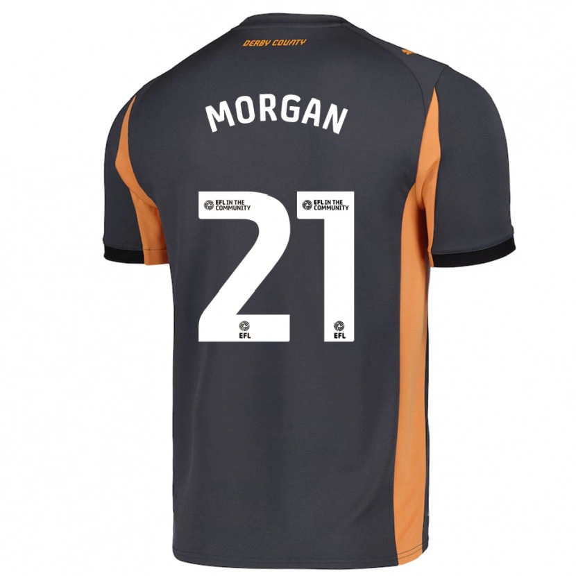 Danxen Bambino Maglia Sarah Morgan #21 Grigio Arancione Nero Kit Gara Away 2025/26 Maglietta