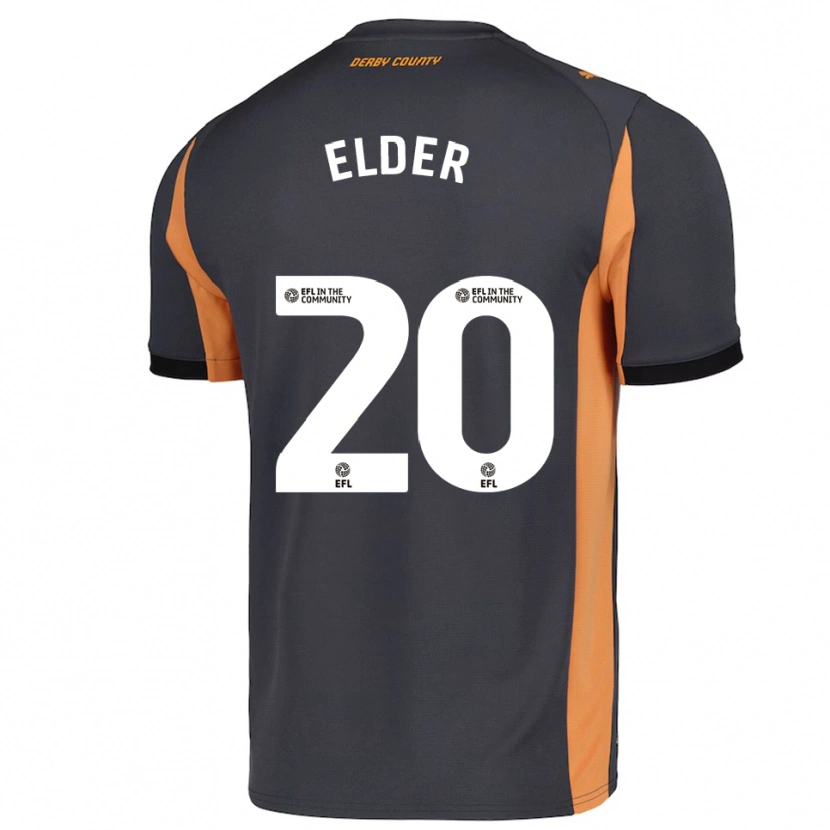 Danxen Bambino Maglia Callum Elder #20 Grigio Arancione Nero Kit Gara Away 2025/26 Maglietta