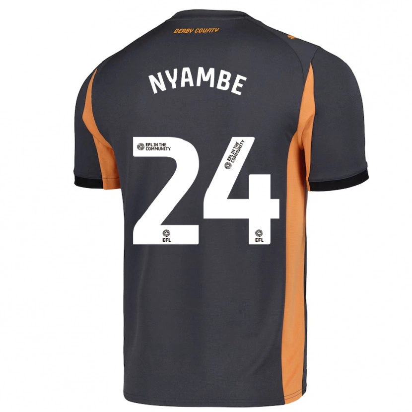 Danxen Bambino Maglia Ryan Nyambe #24 Grigio Arancione Nero Kit Gara Away 2025/26 Maglietta