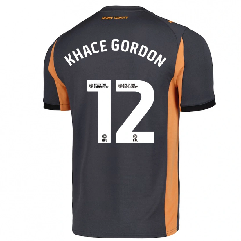 Danxen Bambino Maglia Khace Gordon #12 Grigio Arancione Nero Kit Gara Away 2025/26 Maglietta