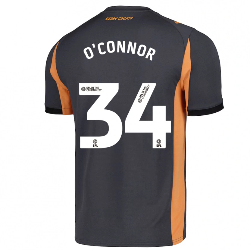 Danxen Bambino Maglia Dolcie O'connor #34 Grigio Arancione Nero Kit Gara Away 2025/26 Maglietta