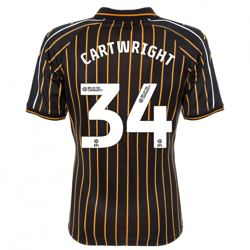 Danxen Bambino Maglia Harvey Cartwright #34 Bianco Nero Kit Gara Away 2025/26 Maglietta