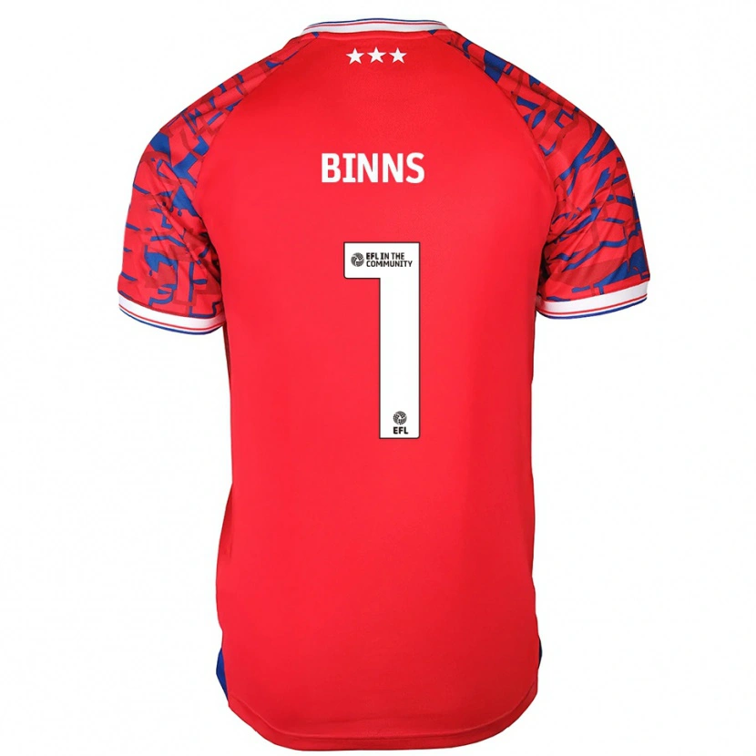 Danxen Bambino Maglia Charlie Binns #1 Rosso Blu Kit Gara Away 2025/26 Maglietta