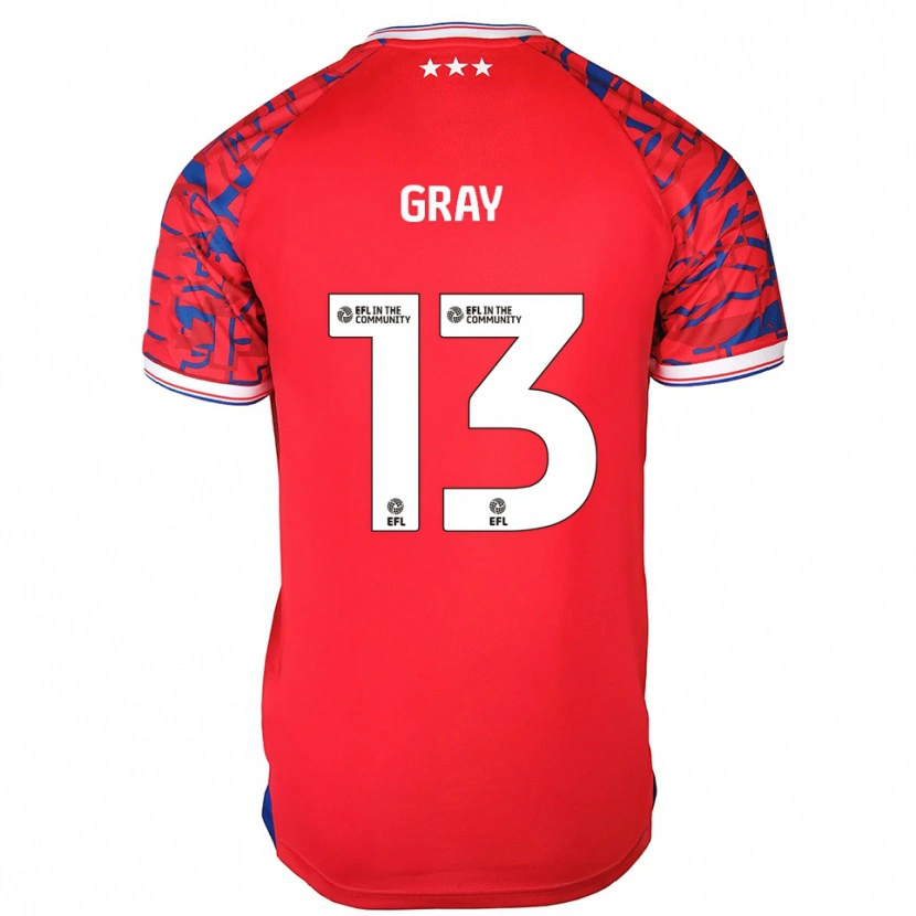Danxen Bambino Maglia Henry Gray #13 Rosso Blu Kit Gara Away 2025/26 Maglietta