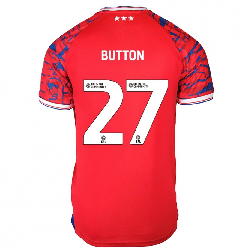 Danxen Bambino Maglia David Button #27 Rosso Blu Kit Gara Away 2025/26 Maglietta