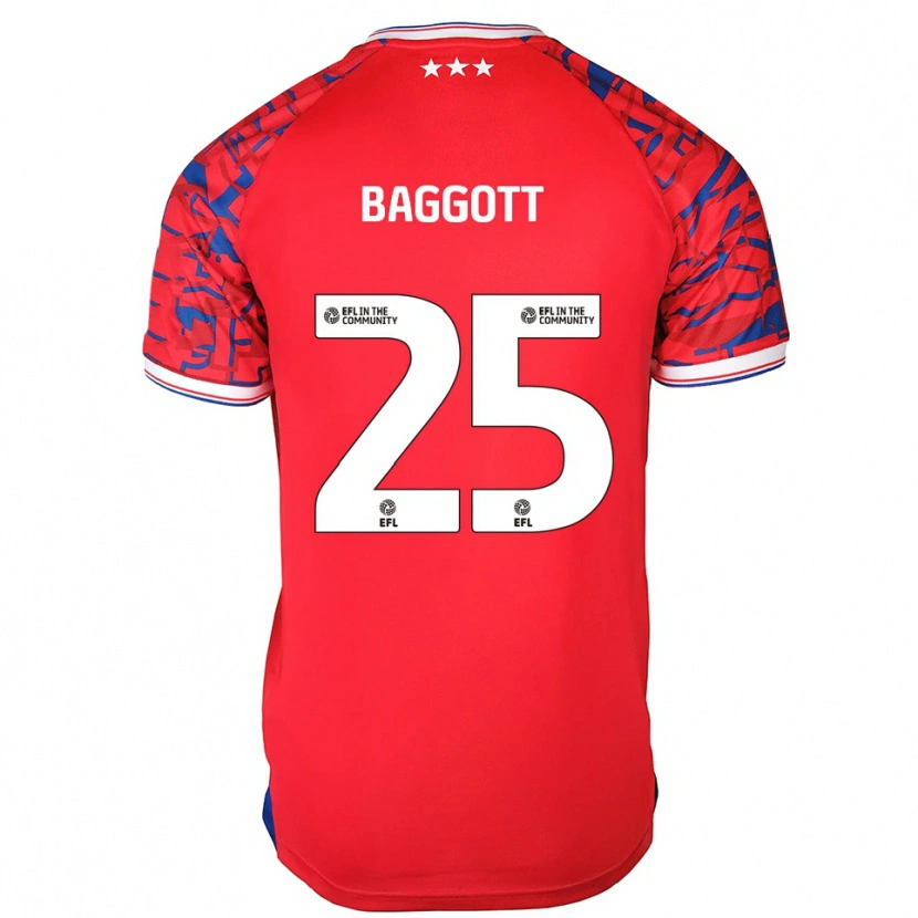 Danxen Bambino Maglia Elkan Baggott #25 Rosso Blu Kit Gara Away 2025/26 Maglietta