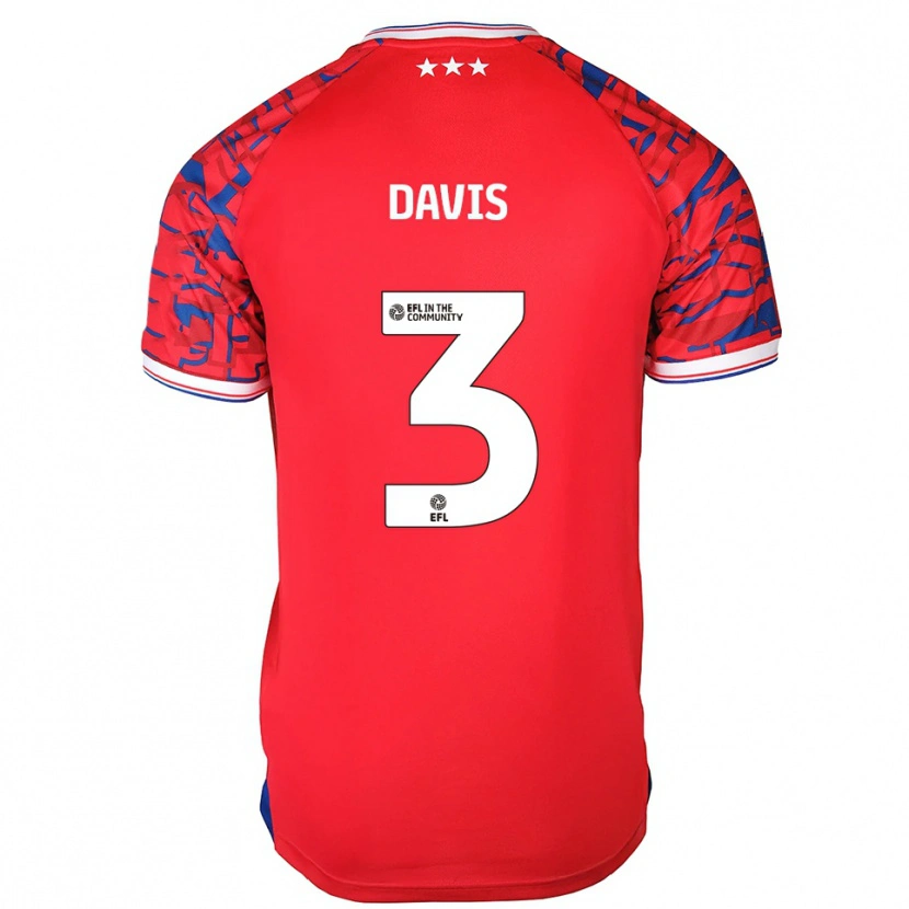 Danxen Bambino Maglia Leif Davis #3 Rosso Blu Kit Gara Away 2025/26 Maglietta