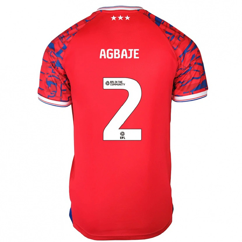 Danxen Bambino Maglia Edwin Agbaje #2 Rosso Blu Kit Gara Away 2025/26 Maglietta