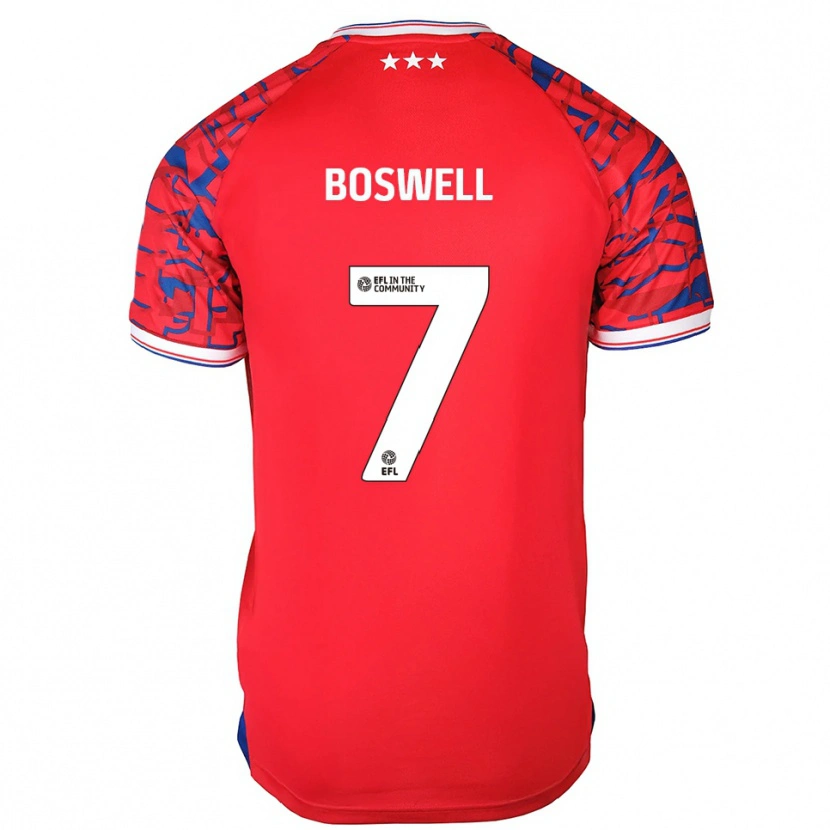 Danxen Bambino Maglia Ashton Boswell #7 Rosso Blu Kit Gara Away 2025/26 Maglietta