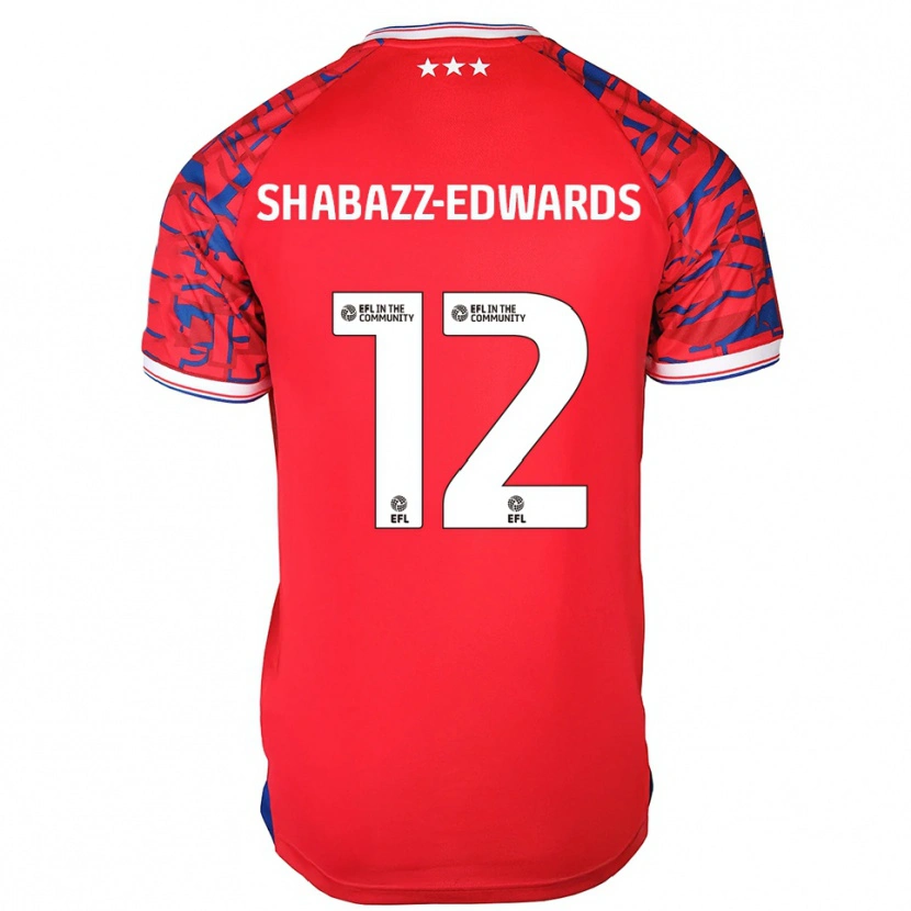 Danxen Bambino Maglia Walker Shabazz-Edwards #12 Rosso Blu Kit Gara Away 2025/26 Maglietta