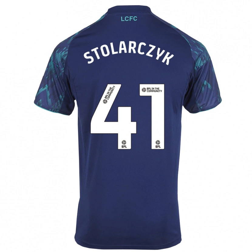 Danxen Bambino Maglia Jakub Stolarczyk #41 Blu Marino Verde Bianco Kit Gara Away 2025/26 Maglietta