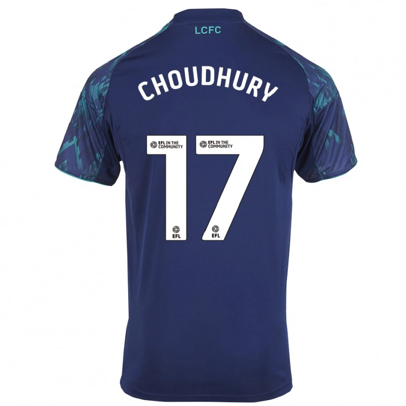 Danxen Bambino Maglia Hamza Choudhury #17 Blu Marino Verde Bianco Kit Gara Away 2025/26 Maglietta