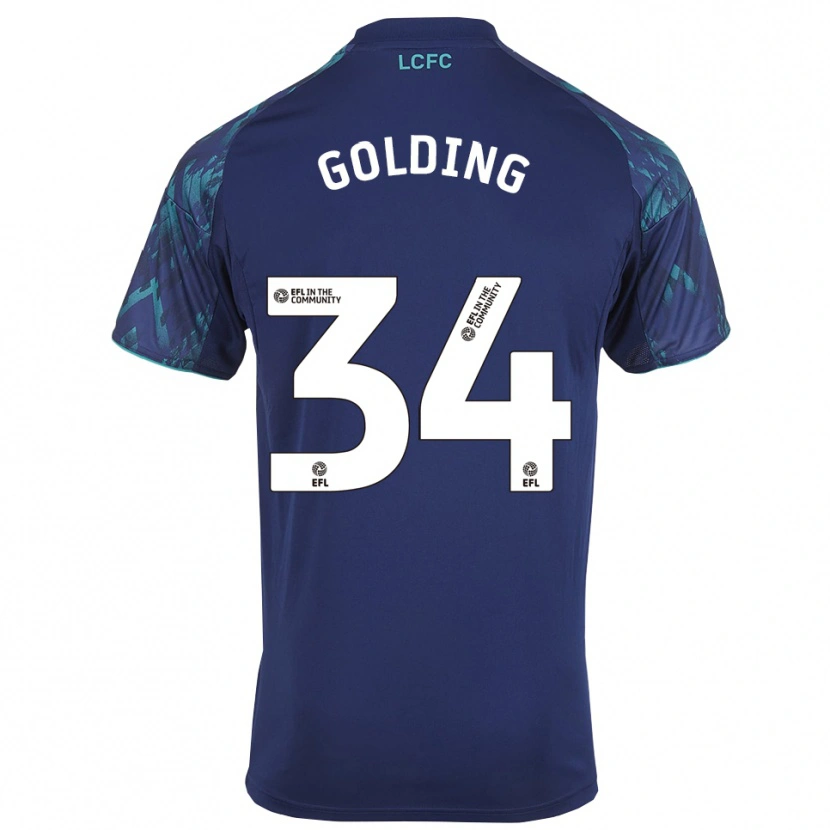 Danxen Bambino Maglia Michael Golding #34 Blu Marino Verde Bianco Kit Gara Away 2025/26 Maglietta