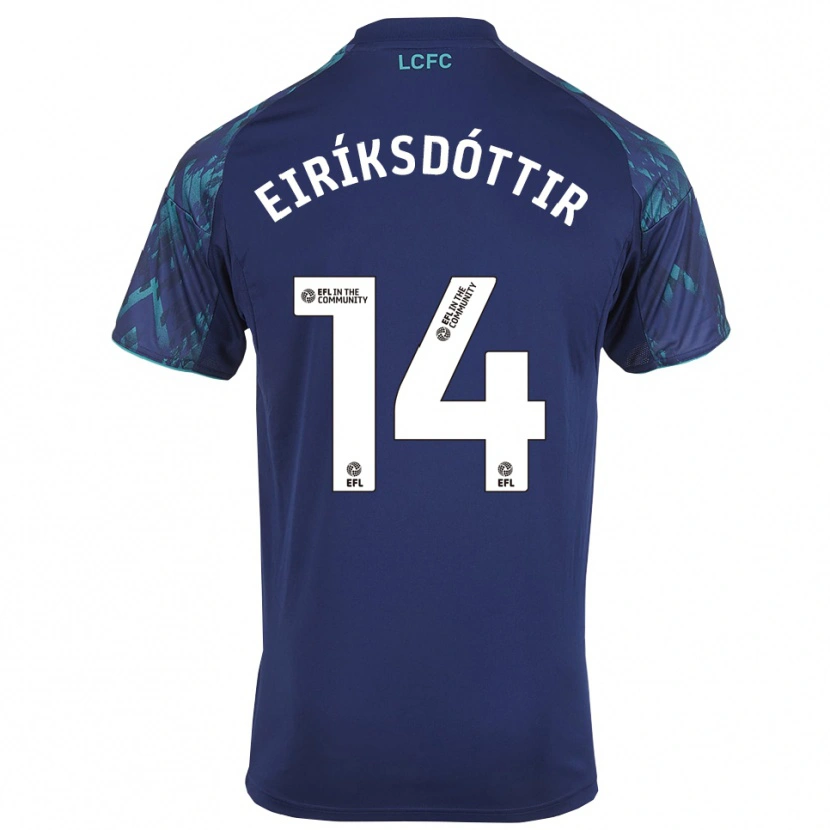 Danxen Bambino Maglia Hlín Eiríksdóttir #14 Blu Marino Verde Bianco Kit Gara Away 2025/26 Maglietta