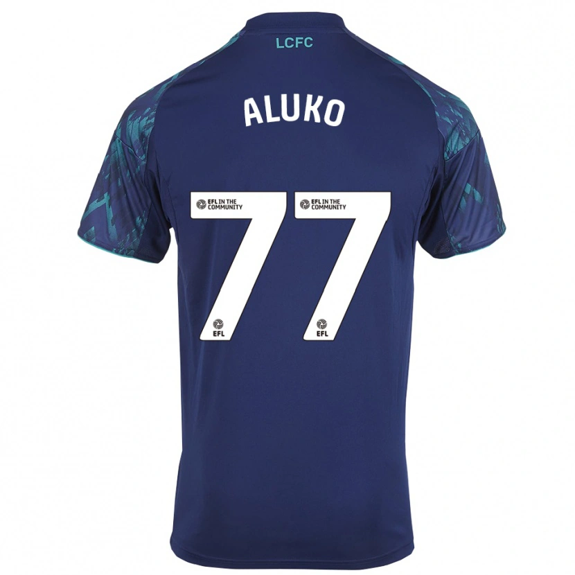 Danxen Bambino Maglia Olabade Aluko #77 Blu Marino Verde Bianco Kit Gara Away 2025/26 Maglietta