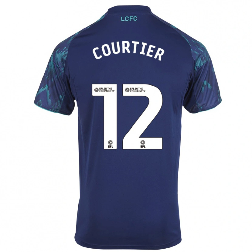 Danxen Bambino Maglia Ben Courtier #12 Blu Marino Verde Bianco Kit Gara Away 2025/26 Maglietta