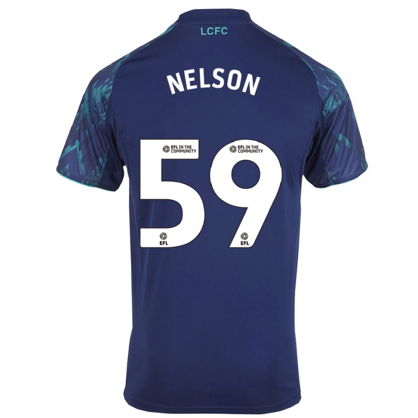 Danxen Bambino Maglia Ronny Nelson #59 Blu Marino Verde Bianco Kit Gara Away 2025/26 Maglietta
