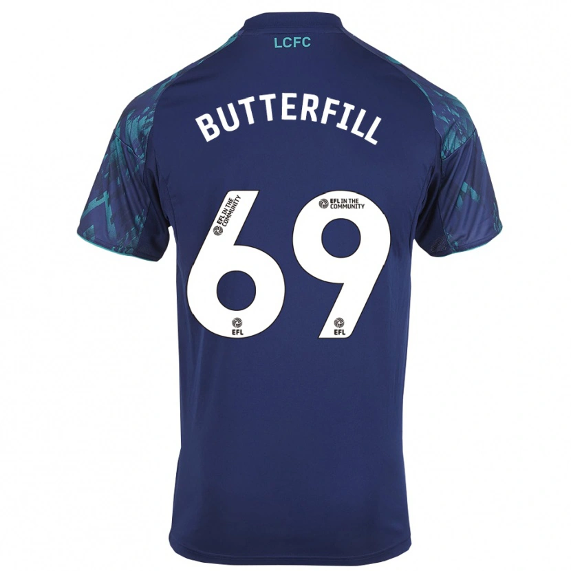 Danxen Bambino Maglia Jack Butterfill #69 Blu Marino Verde Bianco Kit Gara Away 2025/26 Maglietta