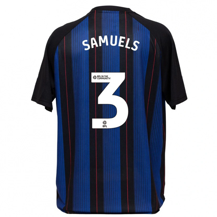 Danxen Bambino Maglia Oliver Samuels #3 Blu Nero Kit Gara Away 2025/26 Maglietta