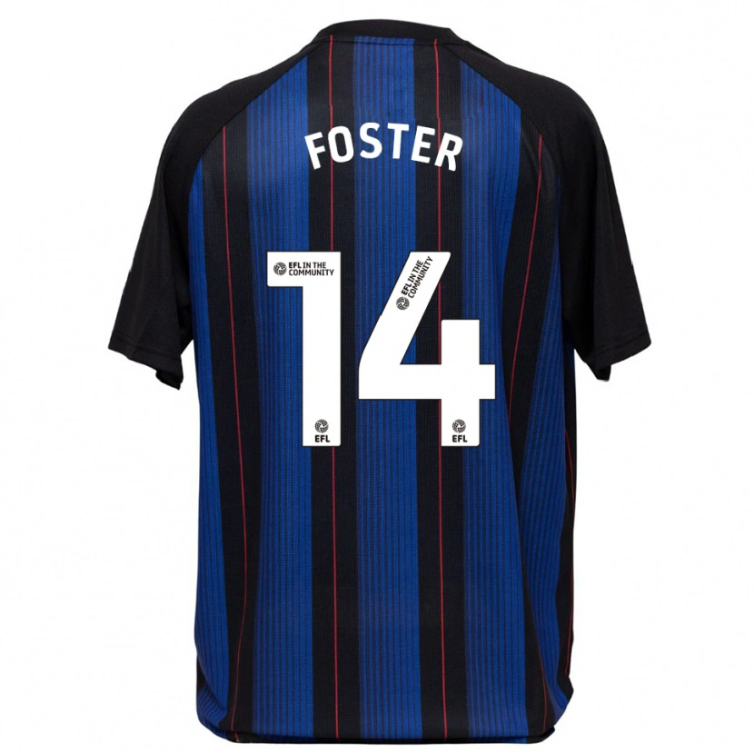 Danxen Bambino Maglia Emma Foster #14 Blu Nero Kit Gara Away 2025/26 Maglietta