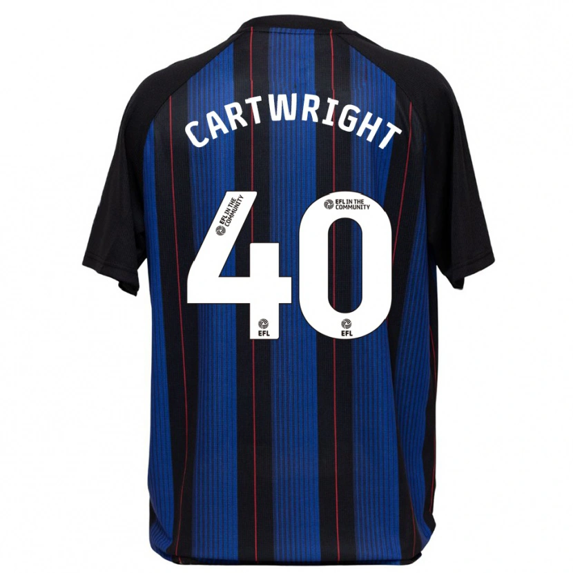 Danxen Bambino Maglia Finlay Cartwright #40 Blu Nero Kit Gara Away 2025/26 Maglietta