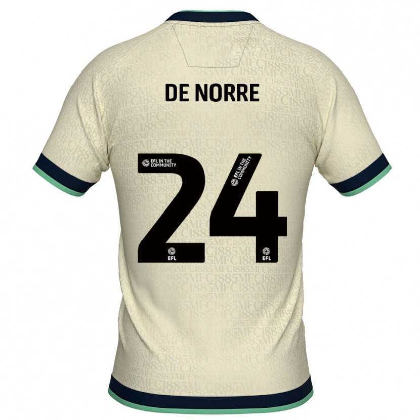 Danxen Bambino Maglia Casper De Norre #24 Champagne Blu Marino Kit Gara Away 2025/26 Maglietta