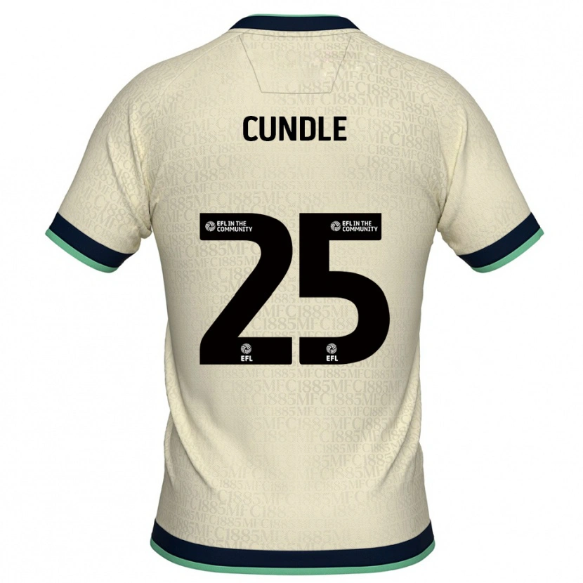 Danxen Bambino Maglia Luke Cundle #25 Champagne Blu Marino Kit Gara Away 2025/26 Maglietta