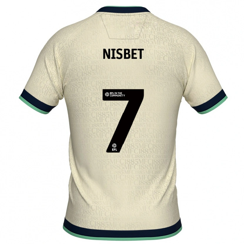 Danxen Bambino Maglia Kevin Nisbet #7 Champagne Blu Marino Kit Gara Away 2025/26 Maglietta
