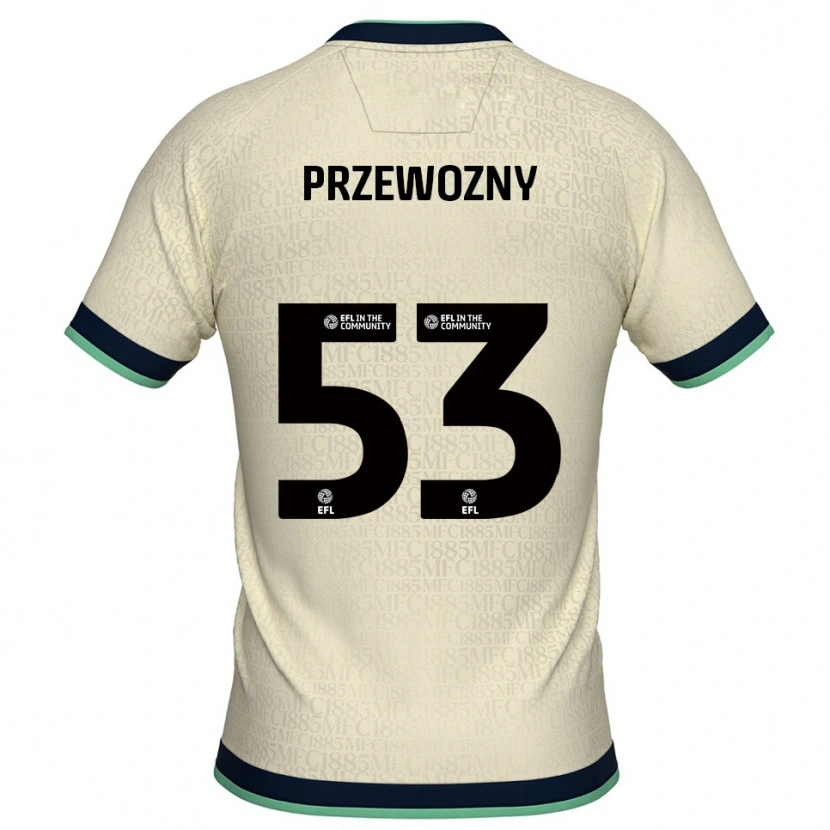 Danxen Bambino Maglia Jakub Przewozny #53 Champagne Blu Marino Kit Gara Away 2025/26 Maglietta