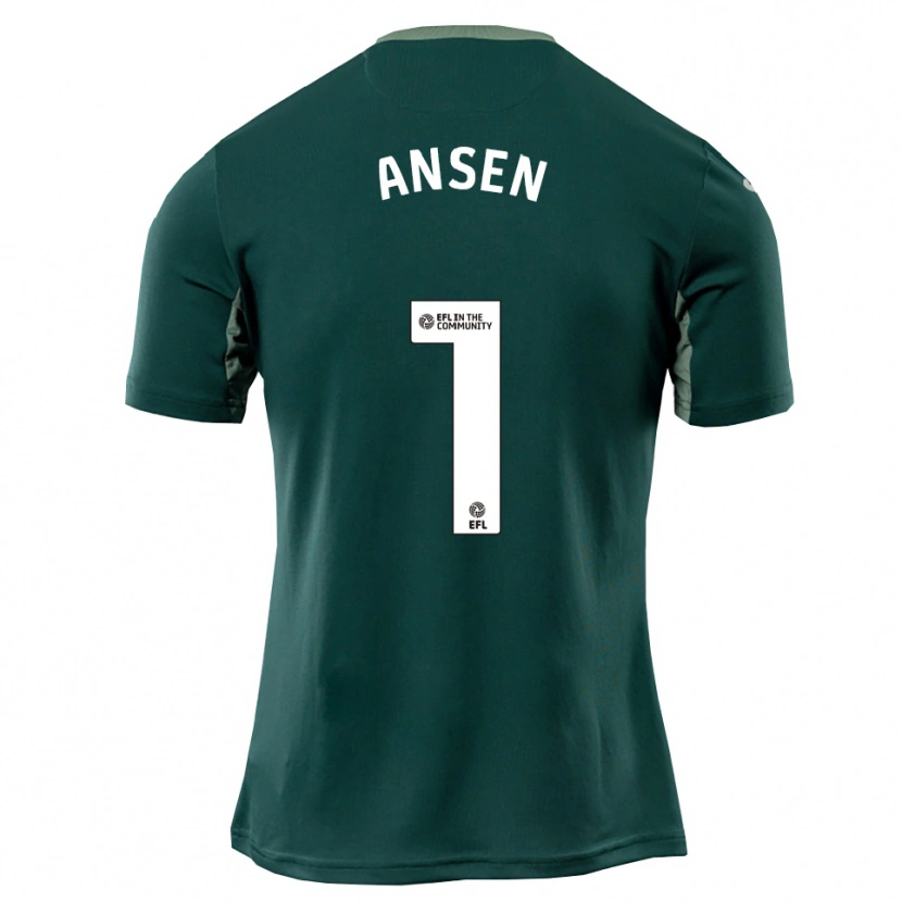 Danxen Bambino Maglia Caleb Ansen #1 Verde Bianco Viola Kit Gara Away 2025/26 Maglietta