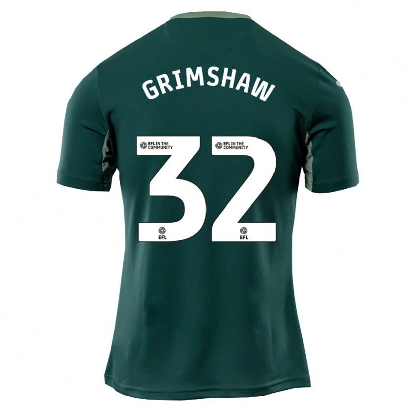 Danxen Bambino Maglia Daniel Grimshaw #32 Verde Bianco Viola Kit Gara Away 2025/26 Maglietta