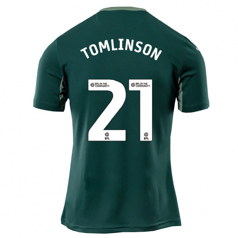 Danxen Bambino Maglia Lauren Tomlinson #21 Verde Bianco Viola Kit Gara Away 2025/26 Maglietta