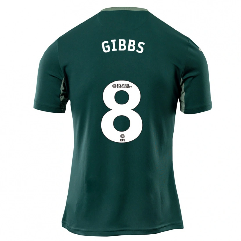 Danxen Bambino Maglia Liam Gibbs #8 Verde Bianco Viola Kit Gara Away 2025/26 Maglietta