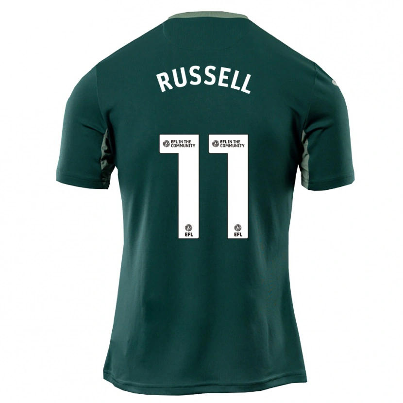 Danxen Bambino Maglia Rebecca Russell #11 Verde Bianco Viola Kit Gara Away 2025/26 Maglietta