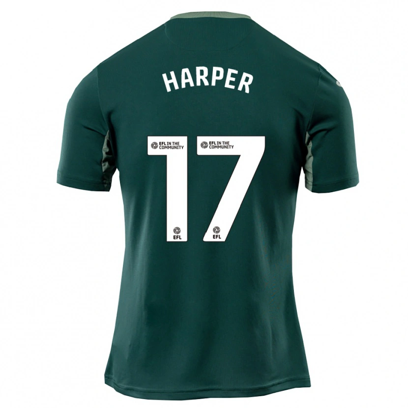Danxen Bambino Maglia Jess Harper #17 Verde Bianco Viola Kit Gara Away 2025/26 Maglietta