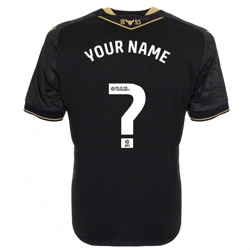 Danxen Bambino Maglia Il Tuo Nome #0 Nero Oro Kit Gara Away 2025/26 Maglietta