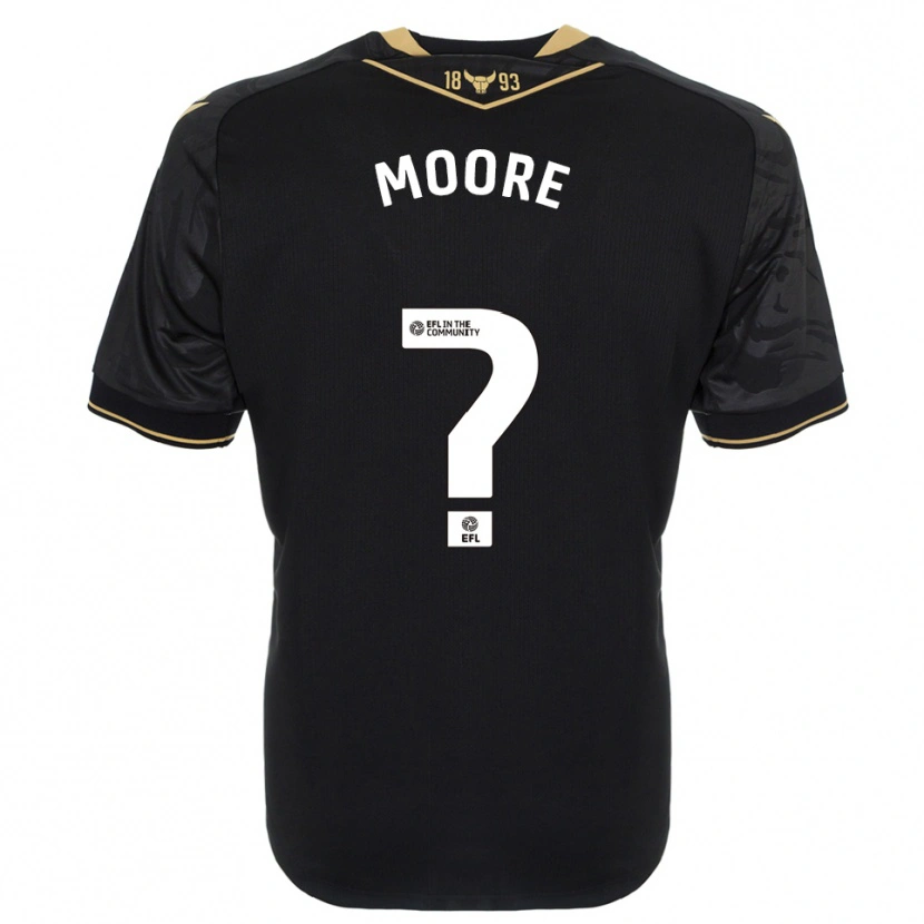 Danxen Bambino Maglia Brogan Moore #0 Nero Oro Kit Gara Away 2025/26 Maglietta