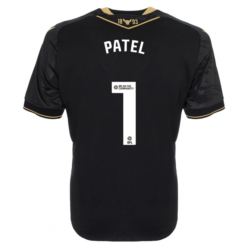 Danxen Bambino Maglia Ajae Patel #1 Nero Oro Kit Gara Away 2025/26 Maglietta