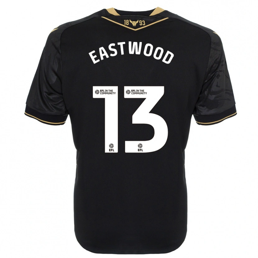 Danxen Bambino Maglia Simon Eastwood #13 Nero Oro Kit Gara Away 2025/26 Maglietta