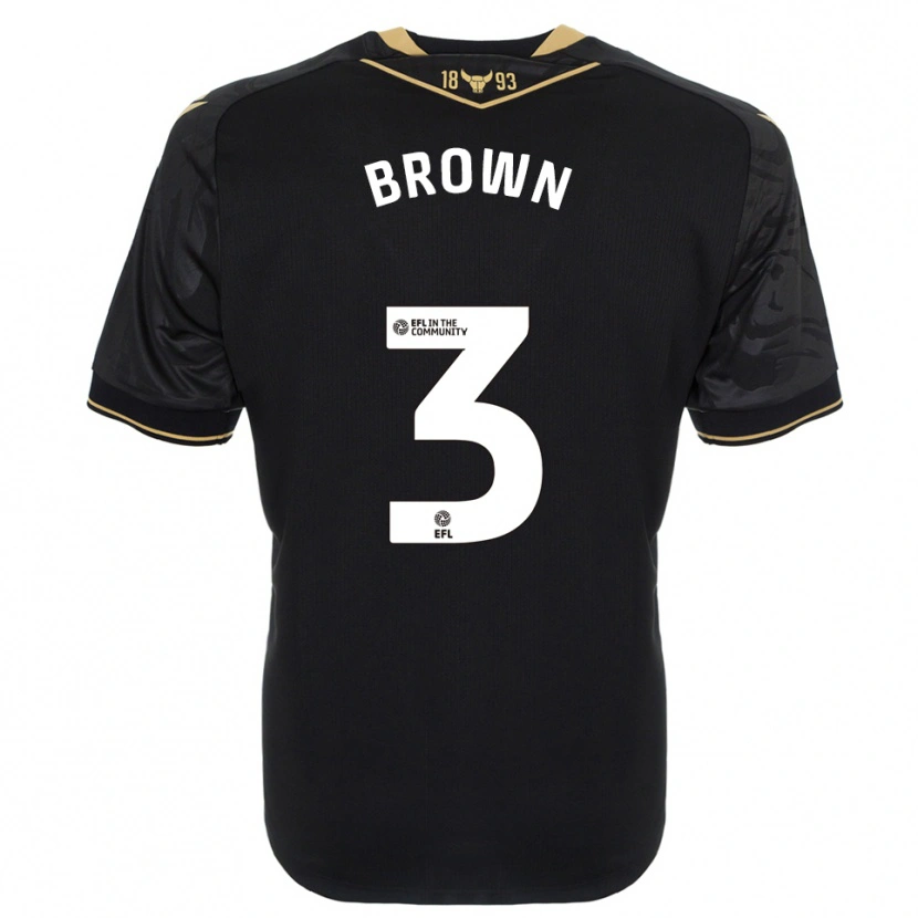 Danxen Bambino Maglia Ciaron Brown #3 Nero Oro Kit Gara Away 2025/26 Maglietta