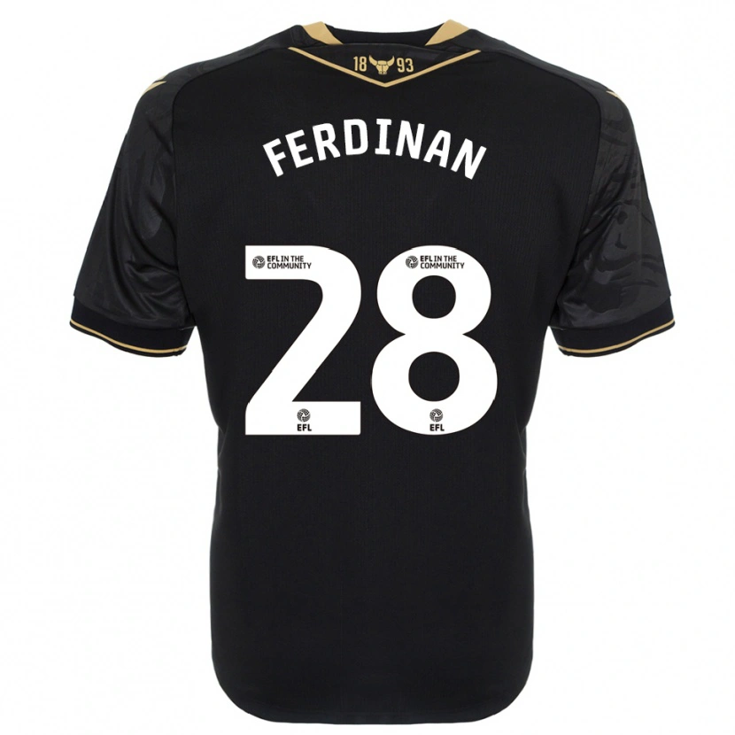 Danxen Bambino Maglia Marselino Ferdinan #28 Nero Oro Kit Gara Away 2025/26 Maglietta