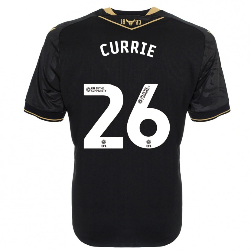 Danxen Bambino Maglia Jack Currie #26 Nero Oro Kit Gara Away 2025/26 Maglietta