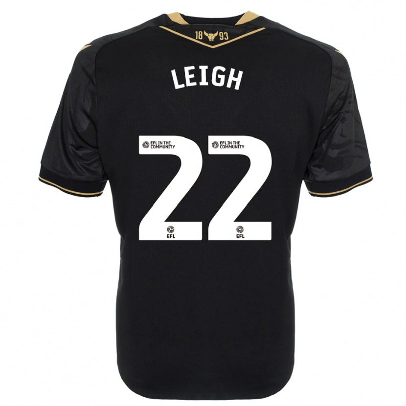 Danxen Bambino Maglia Greg Leigh #22 Nero Oro Kit Gara Away 2025/26 Maglietta