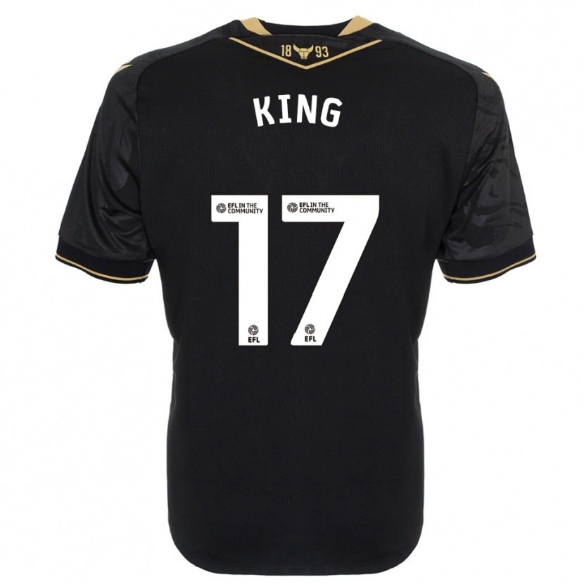 Danxen Bambino Maglia Sarah King #17 Nero Oro Kit Gara Away 2025/26 Maglietta