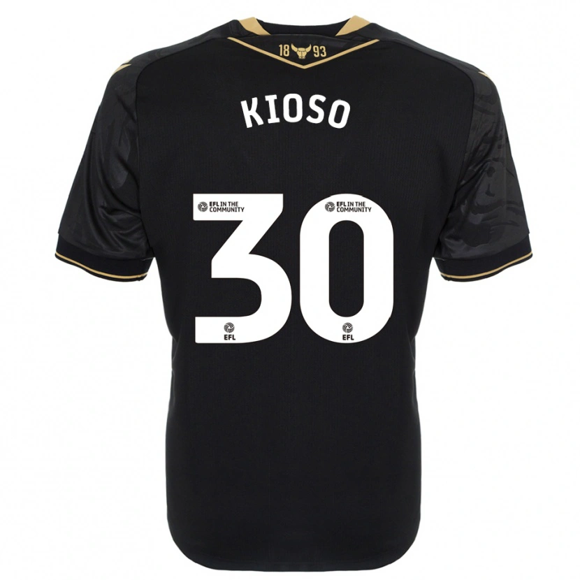 Danxen Bambino Maglia Peter Kioso #30 Nero Oro Kit Gara Away 2025/26 Maglietta