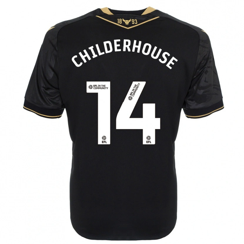 Danxen Bambino Maglia Molly Childerhouse #14 Nero Oro Kit Gara Away 2025/26 Maglietta