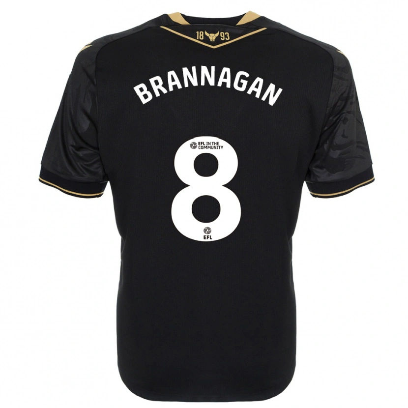 Danxen Bambino Maglia Cameron Brannagan #8 Nero Oro Kit Gara Away 2025/26 Maglietta