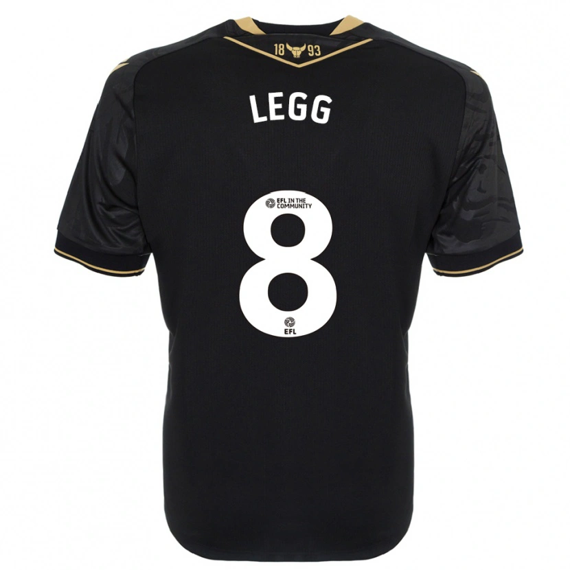 Danxen Bambino Maglia Jenna Legg #8 Nero Oro Kit Gara Away 2025/26 Maglietta