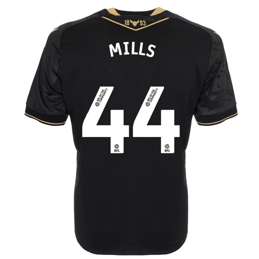 Danxen Bambino Maglia Stanley Mills #44 Nero Oro Kit Gara Away 2025/26 Maglietta